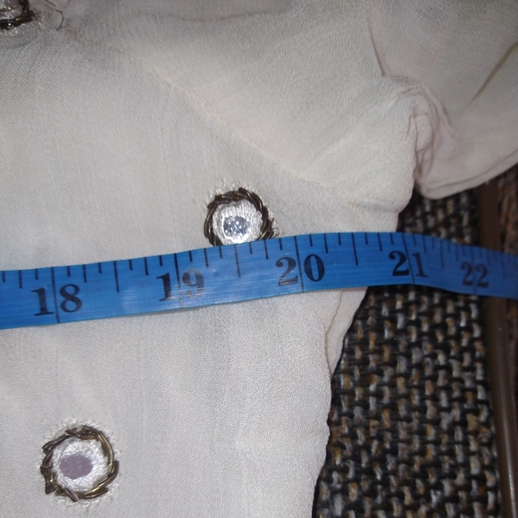 Vintage White Mirrored Zardozi Gossamer Gauze 3/4 Sleeve Hi Low Maxi Dress. No b - Picture 2 of 6